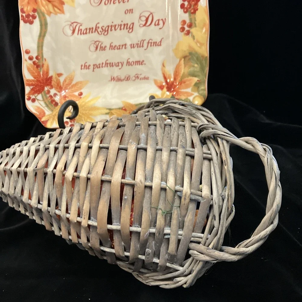 222 Fifth Autumn Family Celebration 10in Serving Dish & Thanksgiving Cornucopia